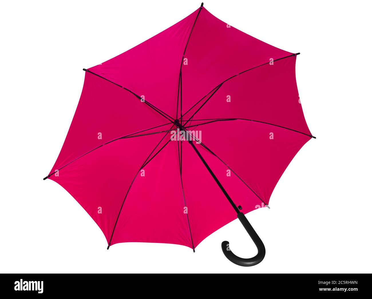 Parapluie ouvert à rose isolé sur fond blanc. Masque inclus. Banque D'Images