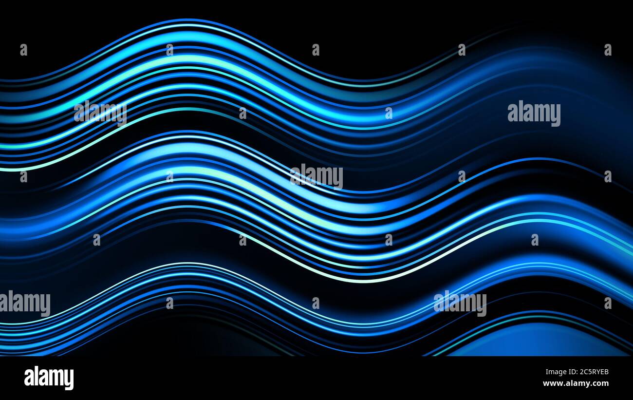 Technologie future. Flou magique vif déplaçant la ligne d'onde bleue rapide. Bandes d'effet de lumière sur l'arrière-plan. Banque D'Images