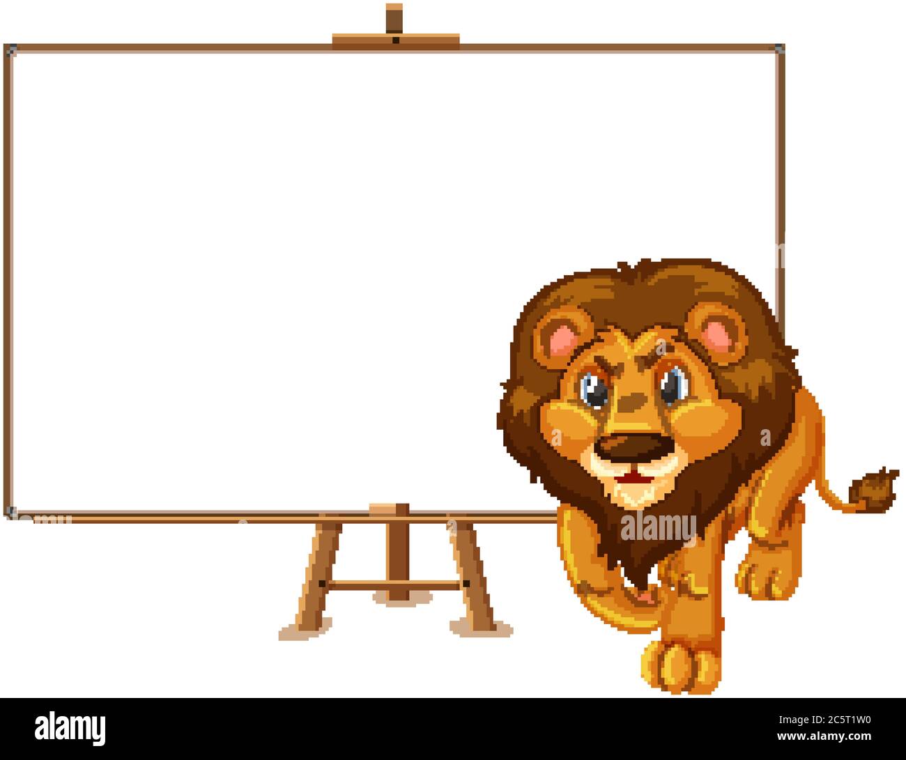 Personnage de dessin animé Lion et bannière vierge sur fond blanc Illustration de Vecteur