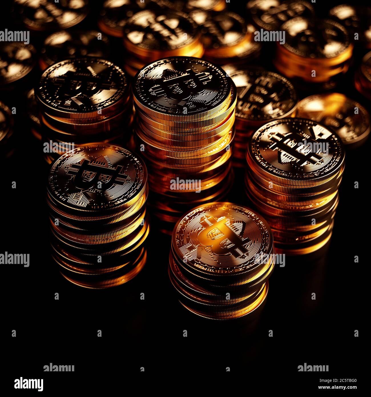 Pièce d'or de Bitcoin. Concept Cryptocurrency. Monnaie virtuelle le rendu 3d'arrière-plan. Banque D'Images