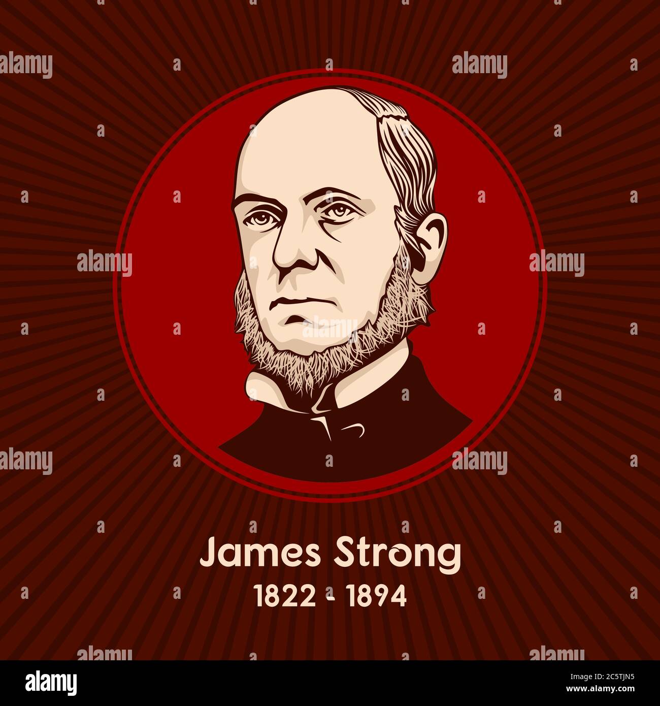 James Strong (1822 - 1894) était un érudit et éducateur biblique méthodiste américain, et le créateur de la concordance de Strong. Illustration de Vecteur