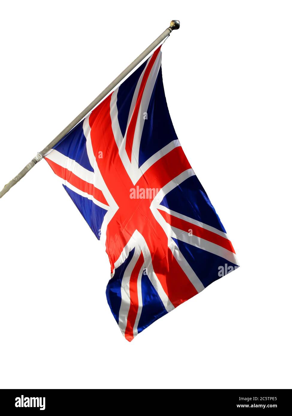 Drapeau national de l'Union Jack du Royaume-Uni découpé et isolé sur fond blanc Banque D'Images