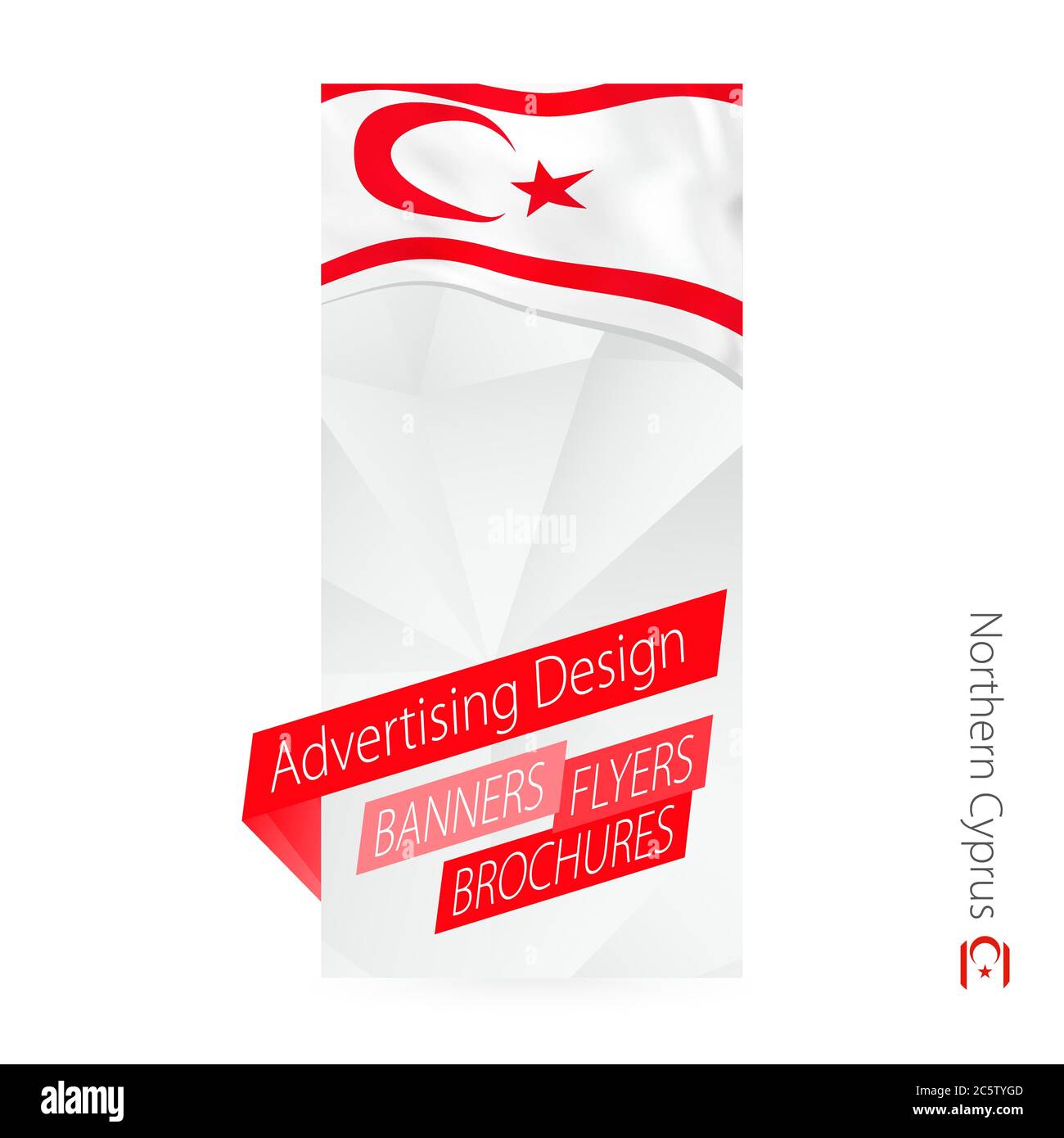 Modèle de bannière abstrait Vector pour Chypre du Nord. Modèle de publicité avec drapeau de Chypre du Nord. Illustration de Vecteur