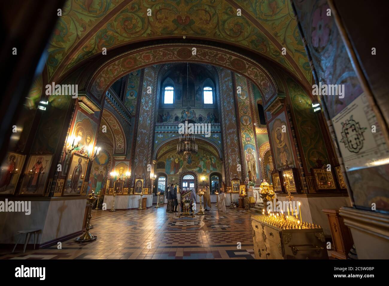 Peterhof, Saint-Pétersbourg, Russie. Intérieur de la Cathédrale des Saints Pierre et Paul. Église orthodoxe russe Banque D'Images