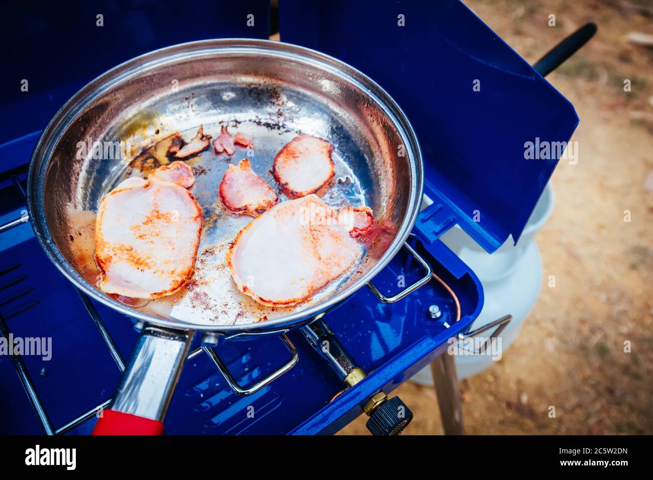 Camp Cooking dans Grampians Australie Banque D'Images