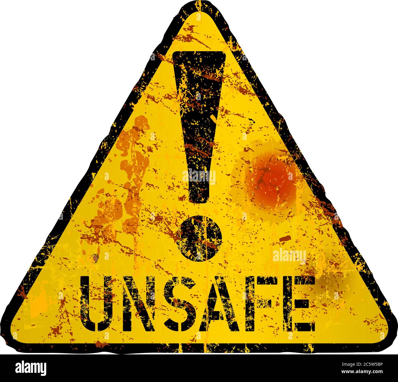 Dangereux et danger, signe d'avertissement de virus informatique, usé et gronté, illustration vectorielle Illustration de Vecteur