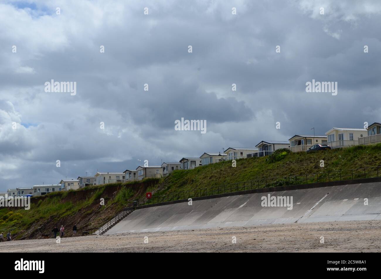 Hornsea, caravanes sur le sommet de la falaise Banque D'Images