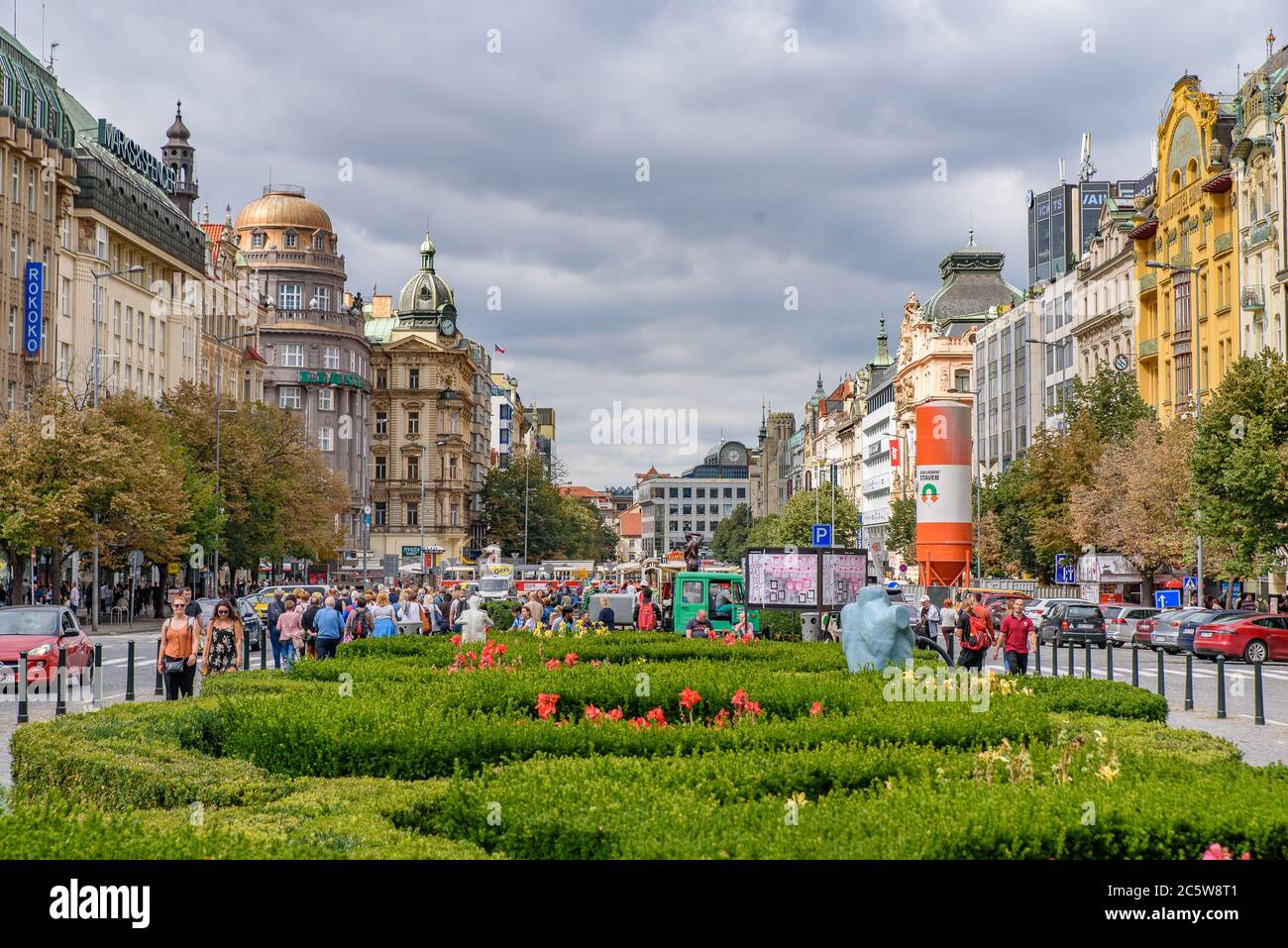 Place Venceslas dans la nouvelle ville de Prague, République tchèque Banque D'Images