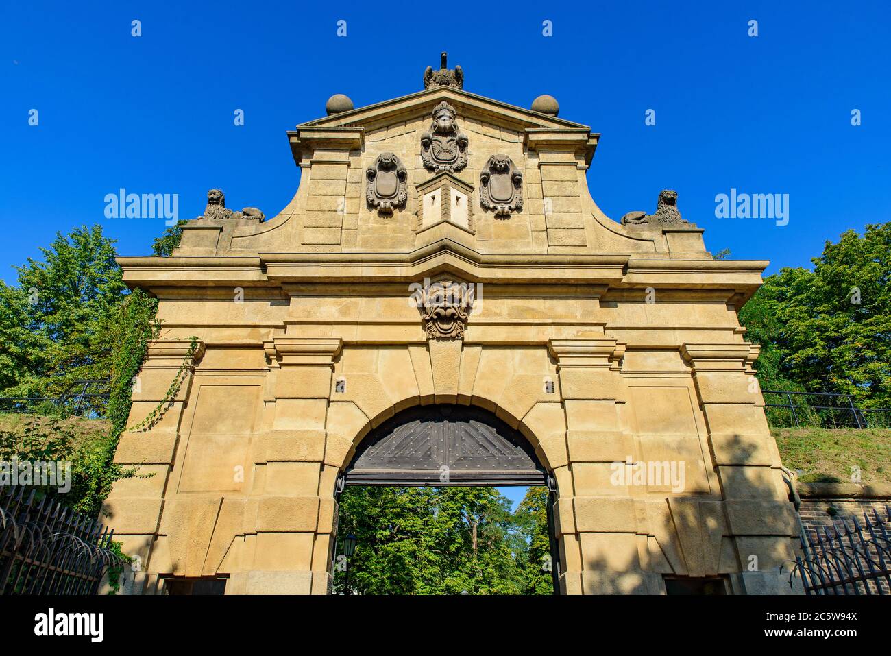 Porte Leopold à Vysehrad (château supérieur) à Prague, République tchèque Banque D'Images