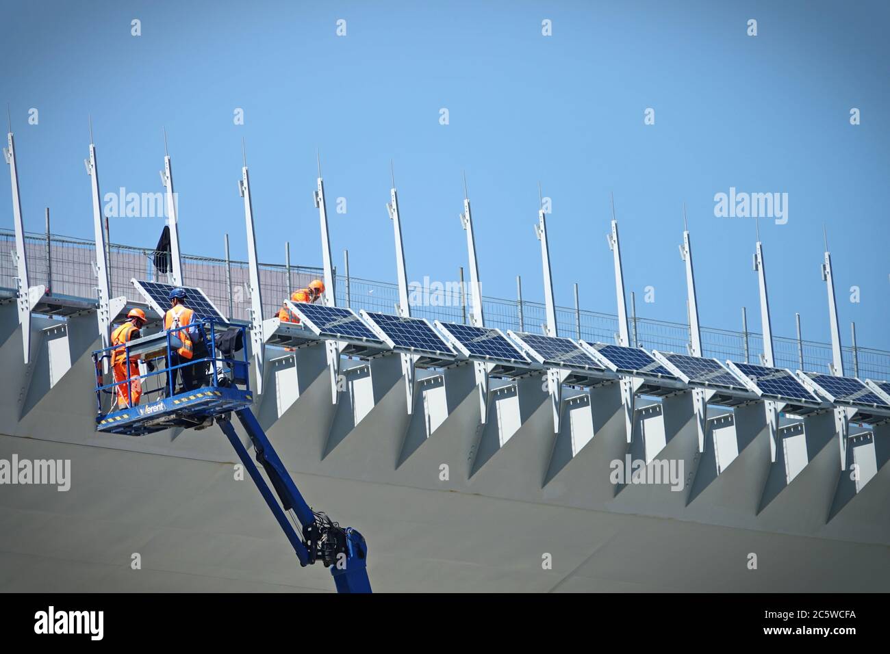 Chantier de construction du nouveau pont de Gênes conçu par Renzo Piano.  Gênes, Italie - juin 2020 Photo Stock - Alamy