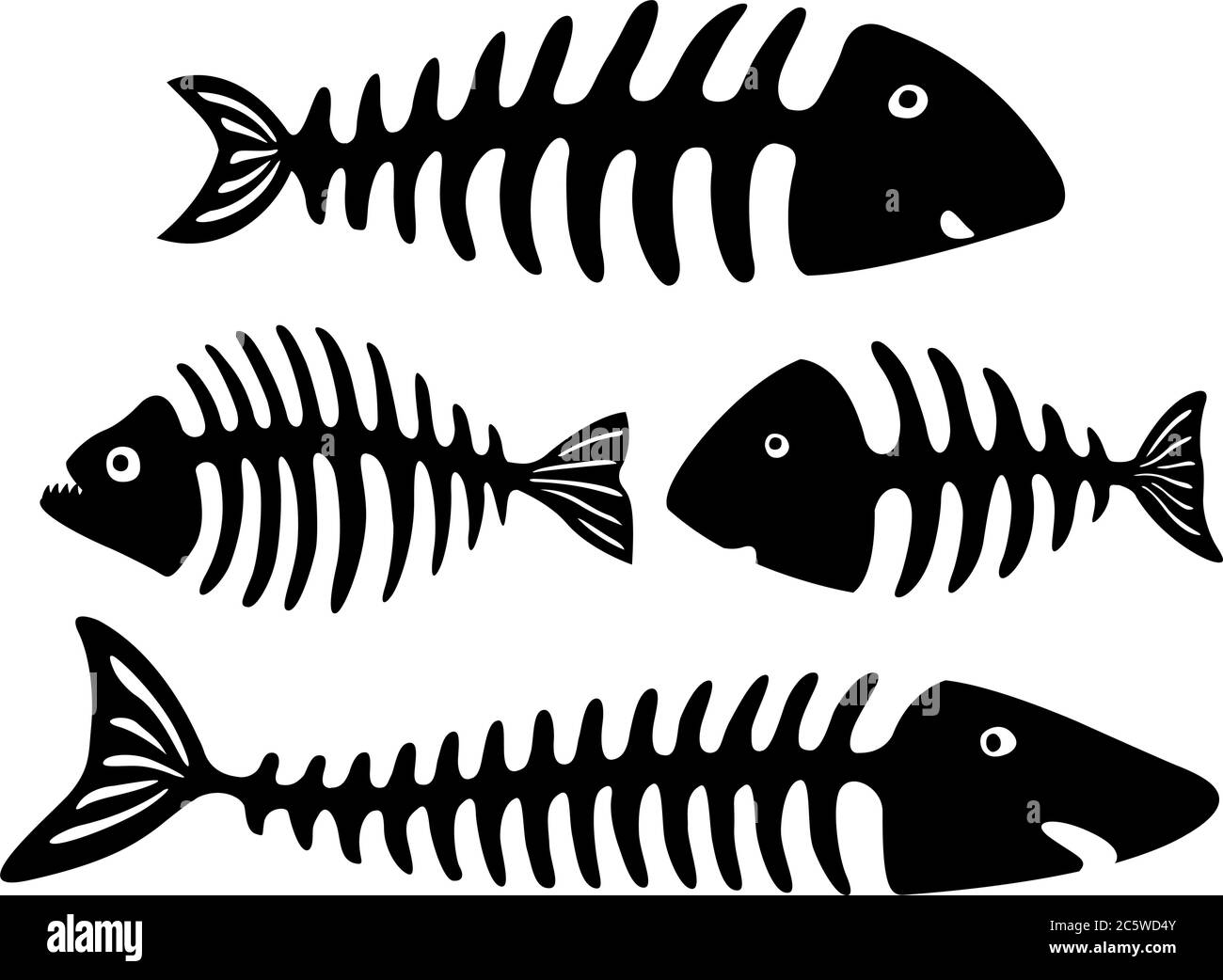 Art noir et blanc avec os de poisson de dessin animé isolés Illustration de Vecteur Art noir et blanc avec os de poisson de dessin animé isolés Illustration de Vecteur