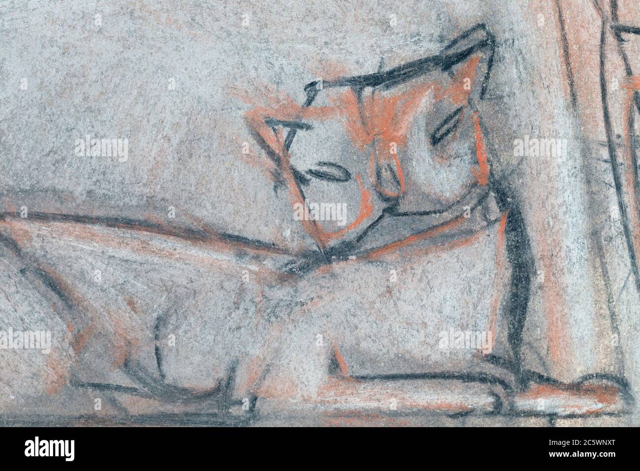 Fragment d'une image. Un chat. Cette image est dessinée en utilisant la technique de la sauce. Banque D'Images