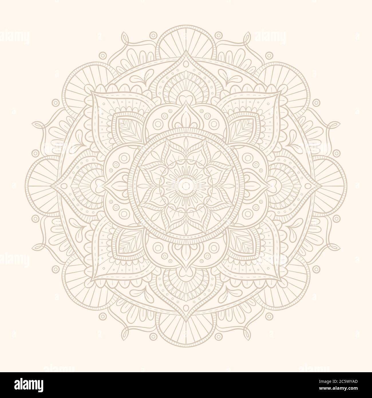 Motif Mandala dessiné à la main. Élément décoratif pour les fonds, les invitations, les cartes de vœux, les fonds d'écran, etc. Illustration vectorielle. Illustration de Vecteur