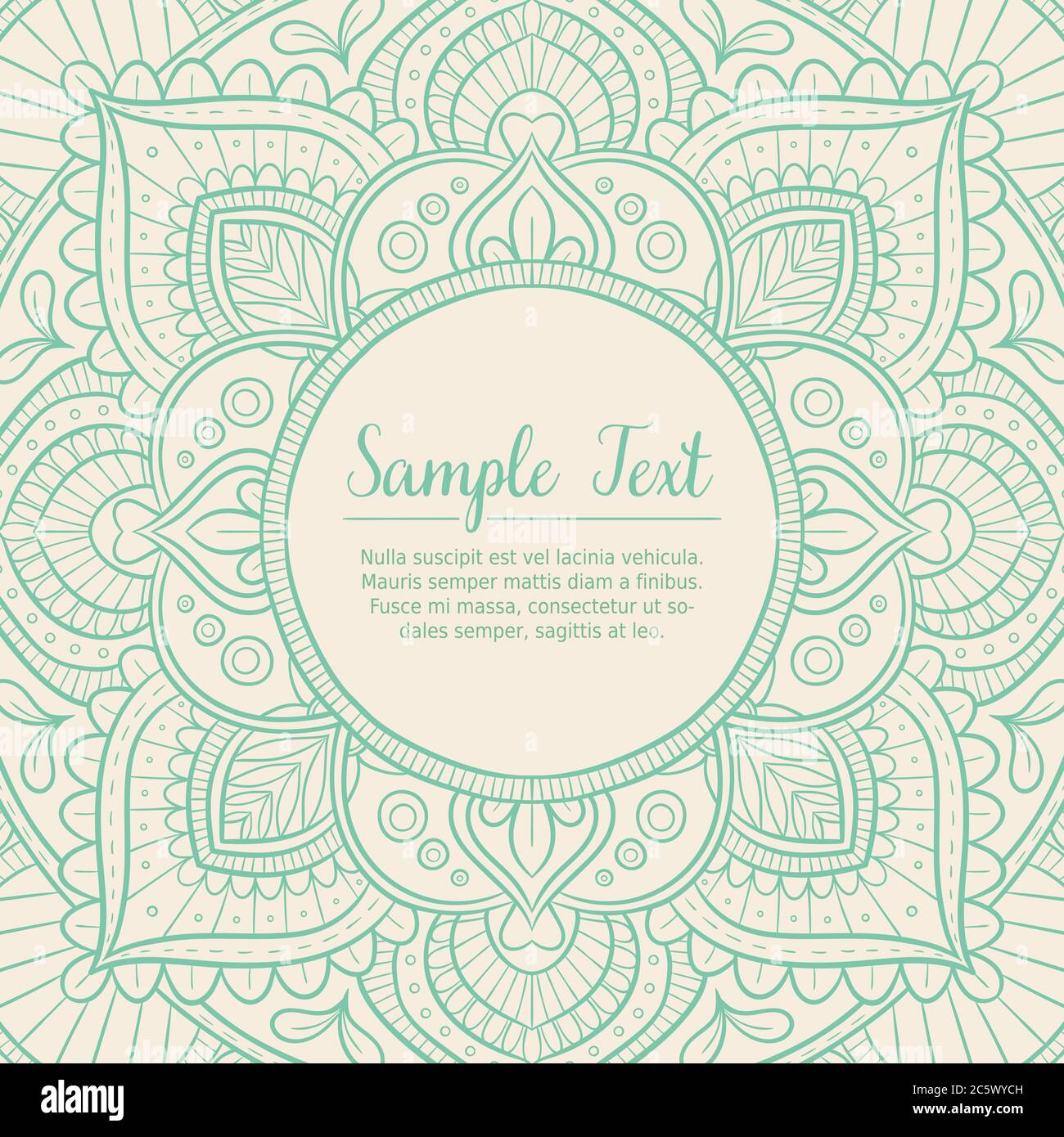 Design oriental avec illustration Mandala. Décoration carrée pour les fonds, le design d'invitation, les cartes de vœux, les fonds d'écran, etc. Vecteur dessiné à la main fr Illustration de Vecteur
