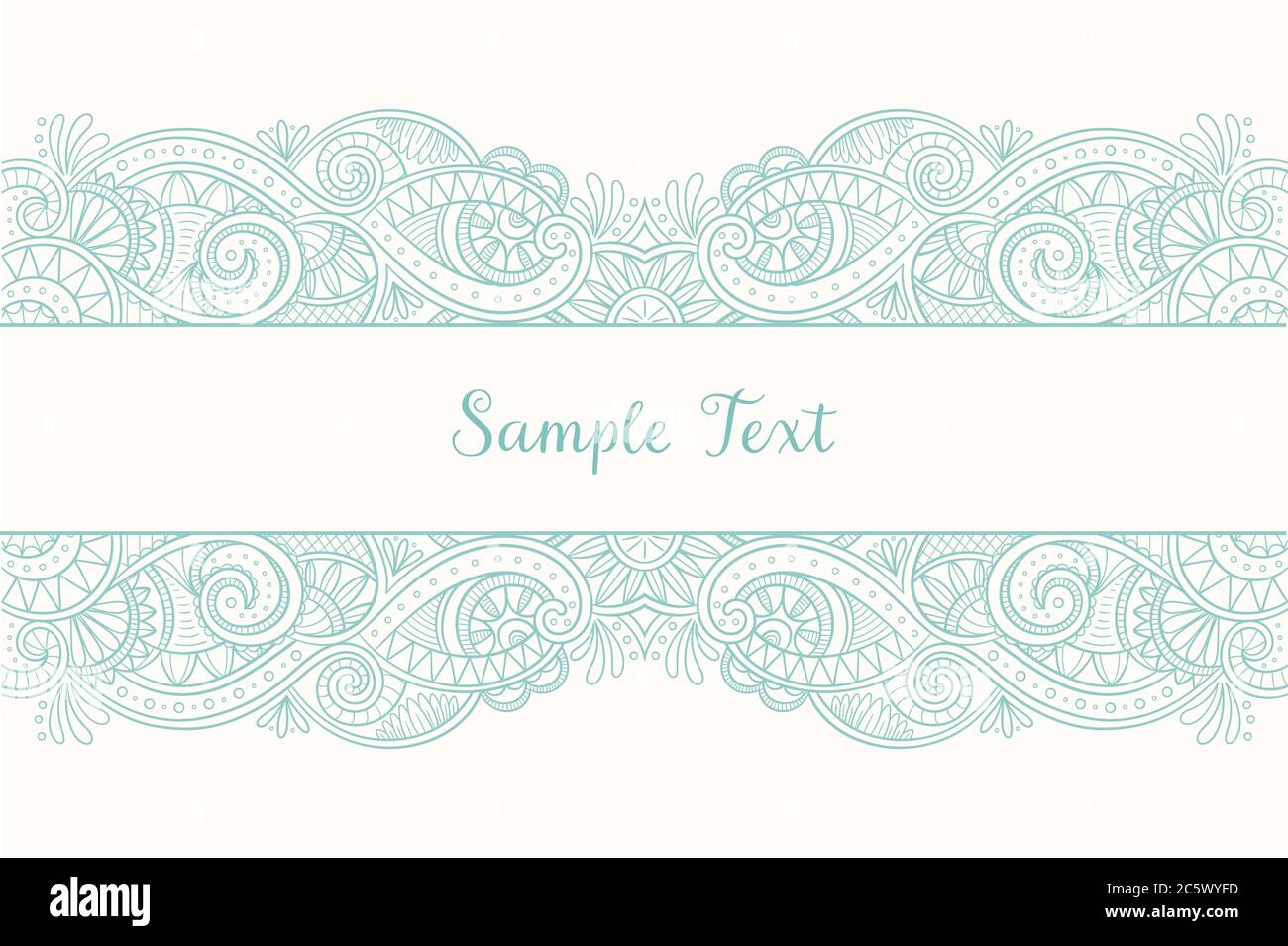 Bordure à motif en dentelle dessiné à la main. Joli motif en forme de doodle, parfait pour les invitations de mariage, les cartes de vœux et les magnifiques fonds. Vecteur illustrat Illustration de Vecteur