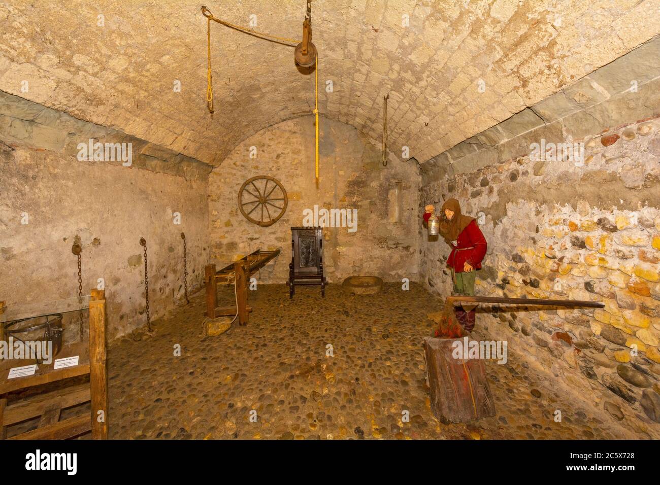 Suisse, canton de Vaud, petit-fils, Château 13C, Chambre de torture Banque D'Images