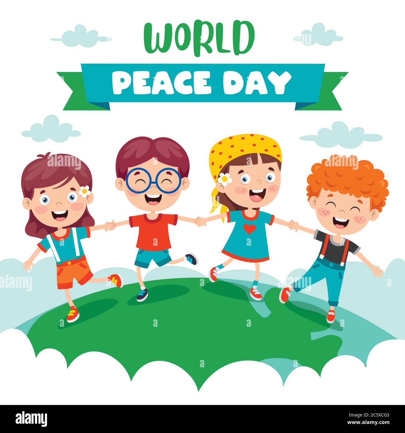 Les enfants célèbrent la Journée mondiale de la paix Illustration de Vecteur