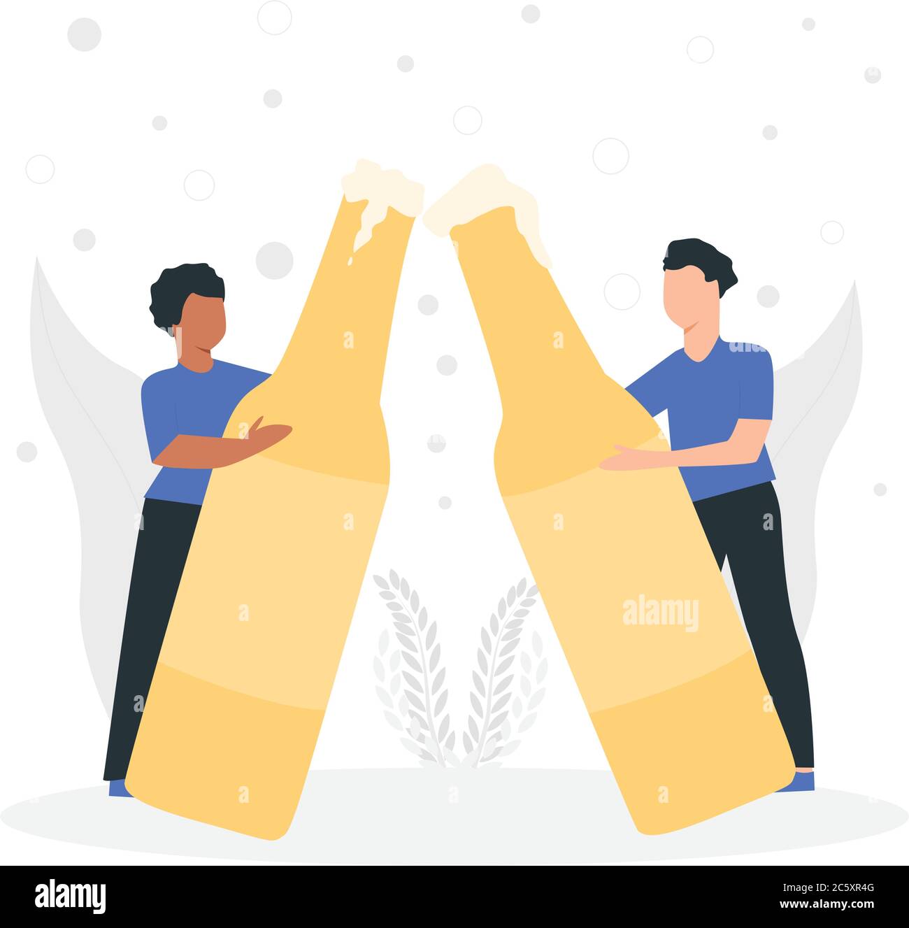 Deux hommes applaudissent les bouteilles de bière Illustration de Vecteur