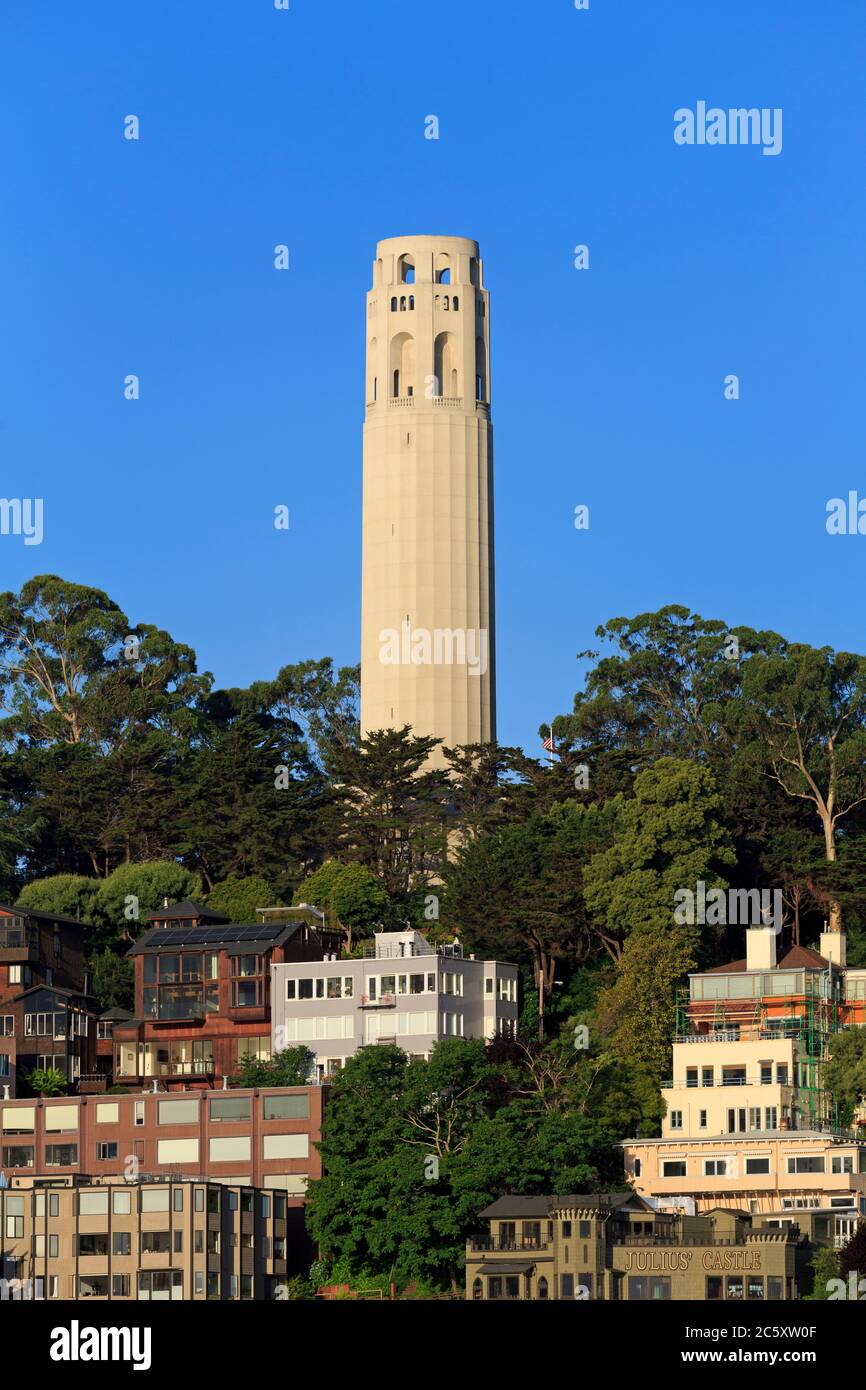 La Coit Tower, Telegraph Hill, San Francisco, California, USA Banque D'Images