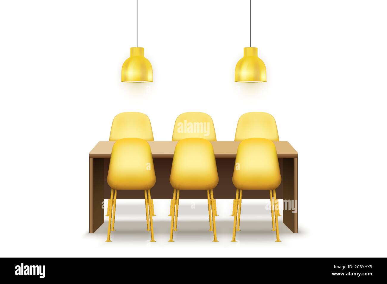 Grande table avec chaises Illustration de Vecteur