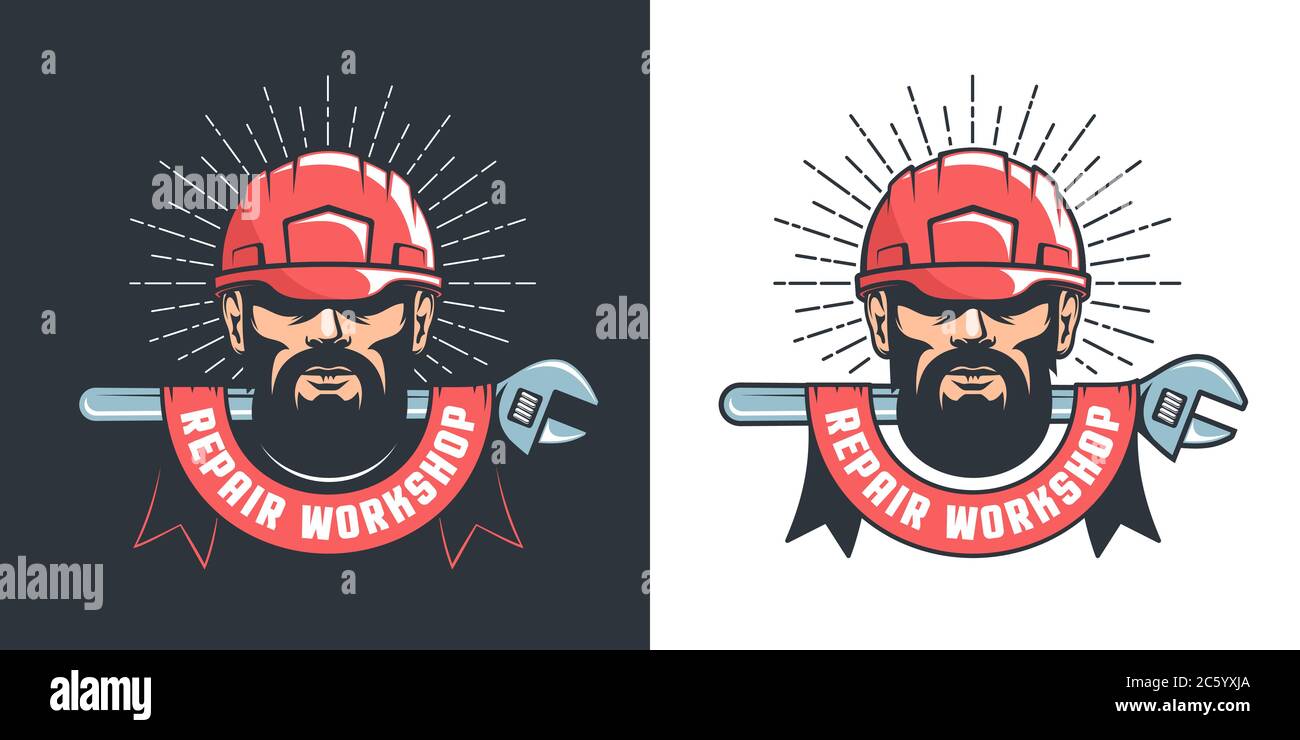 Poignée en casque de sécurité et logo de clé réglable Illustration de Vecteur