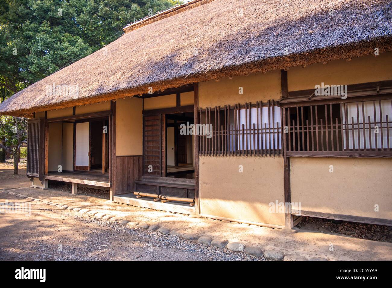 Vue sur les maisons japonaises traditionnelles dans le Palais du Musée Edo Tokyo Banque D'Images