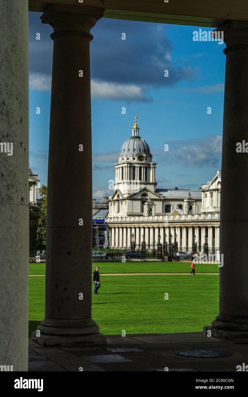 Old Royal Naval College, Greenwich, Londres, Royaume-Uni ; architecture baroque anglaise du XVIIe siècle. Banque D'Images