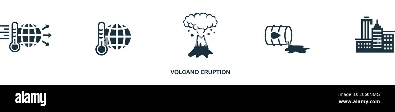 Icône d'éruption volcanique. Élément simple de la collection de réchauffement climatique. Icône d'éruption de volcan créative pour la conception de sites Web, les modèles, les infographies et plus encore Illustration de Vecteur