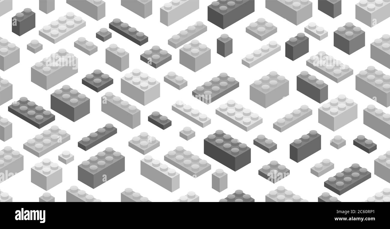 Arrière-plan transparent. Blocs de construction et carreaux en plastique isométriques Illustration de Vecteur