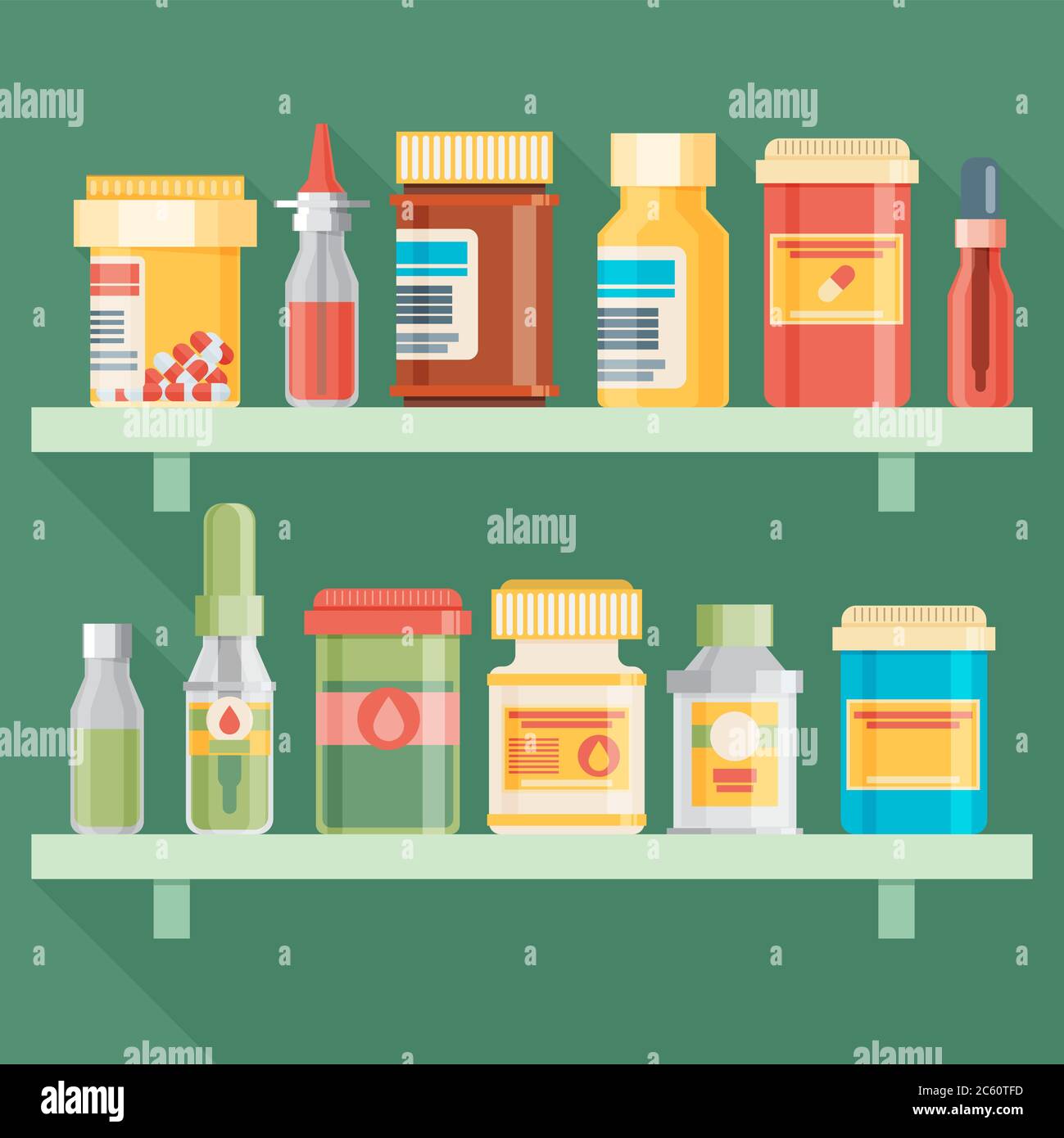 Flacons pour médicaments à motif plat. Illustration vectorielle Illustration de Vecteur