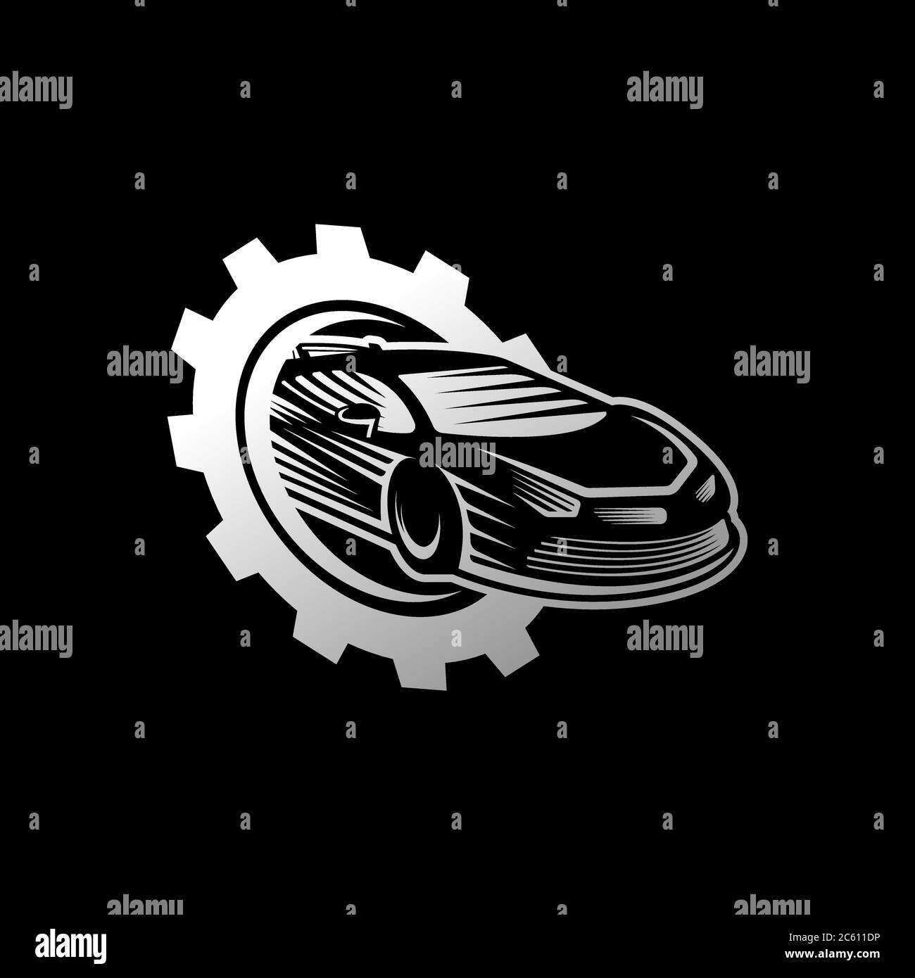 Modèle d'illustration vectorielle d'icône de logo de voiture automatique. Design moderne de silhouette d'icône de logo de voiture de sport. Illustration vectorielle du logo Auto car pour réparation de voiture Illustration de Vecteur