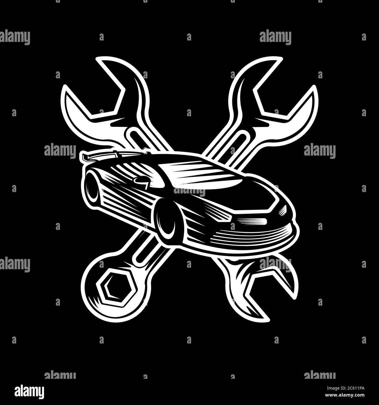 Modèle d'illustration du vecteur de l'icône du logo Auto car Service. Design de silhouette du logo « Modern car Service ». Illustration vectorielle du logo de voiture abstrait pour c Illustration de Vecteur