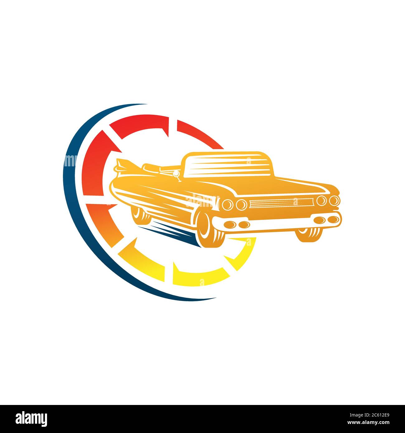 Logo et emblème de voiture classique Illustration vectorielle. Vintage Classic car Vector logo Icon silhouette design. Illustration vectorielle du logo de voiture classique pour Illustration de Vecteur