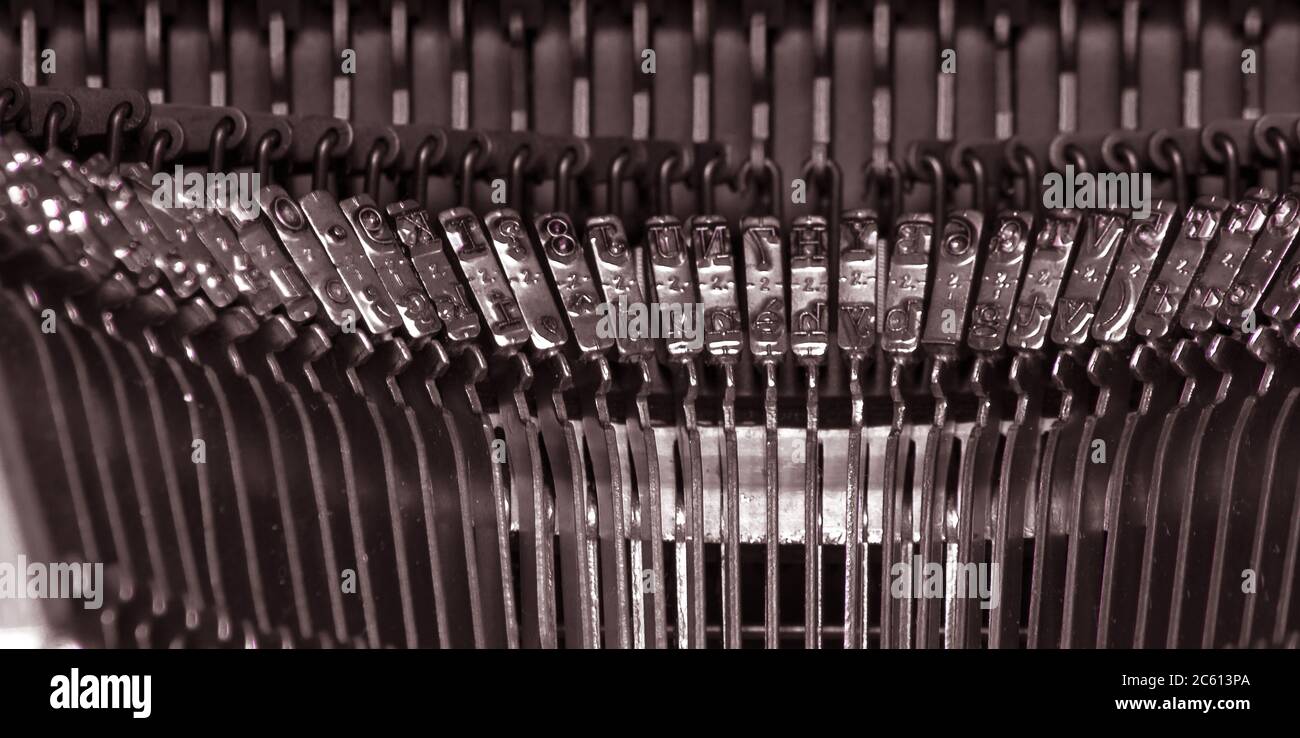 la technologie de la machine à écrire à l'ancienne : lettres et chiffres Banque D'Images