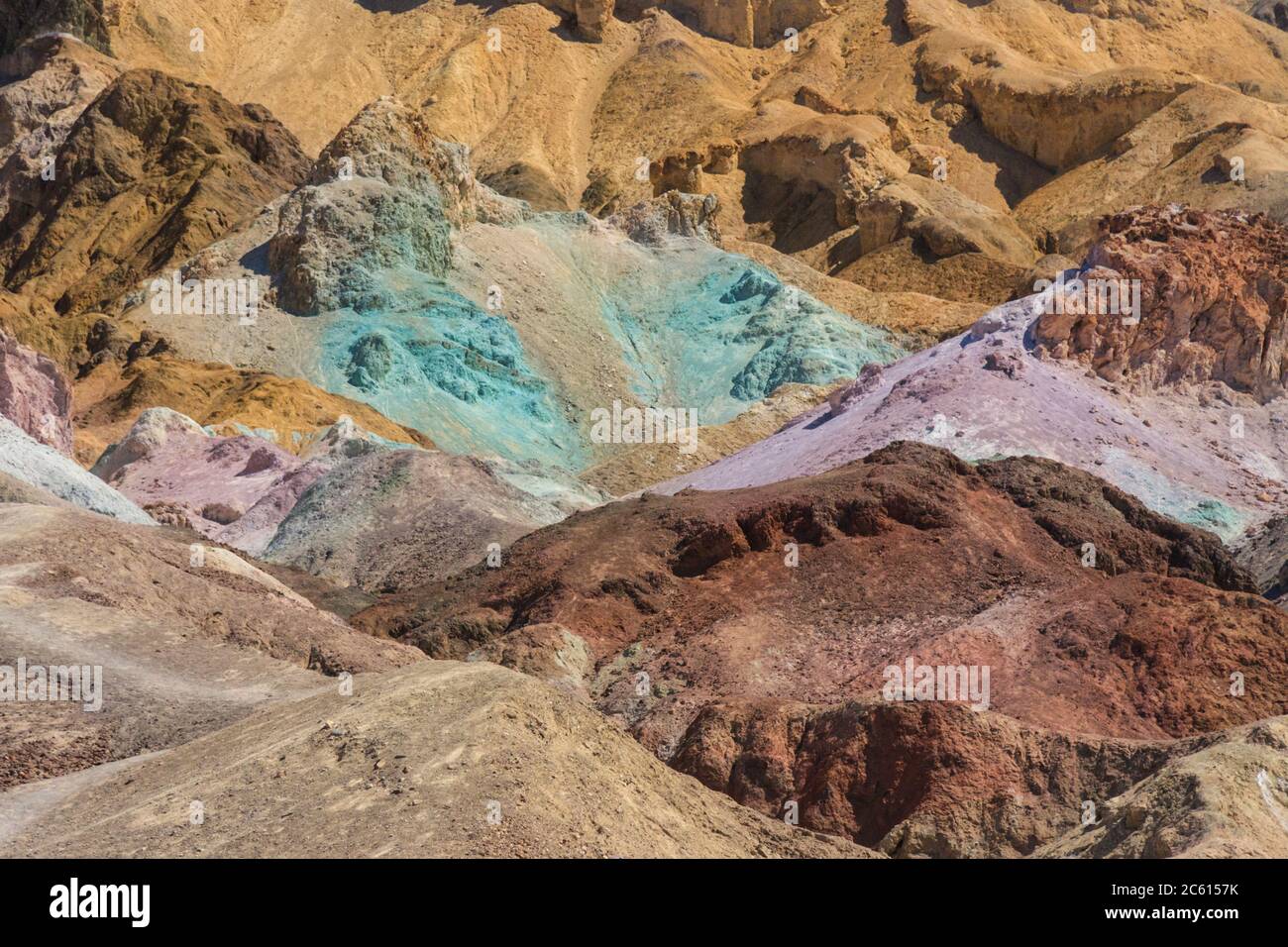 Artistes Palette, formations de minéraux colorées, Artists Drive, Parc national de la Vallée de la mort, Californie, États-Unis Banque D'Images