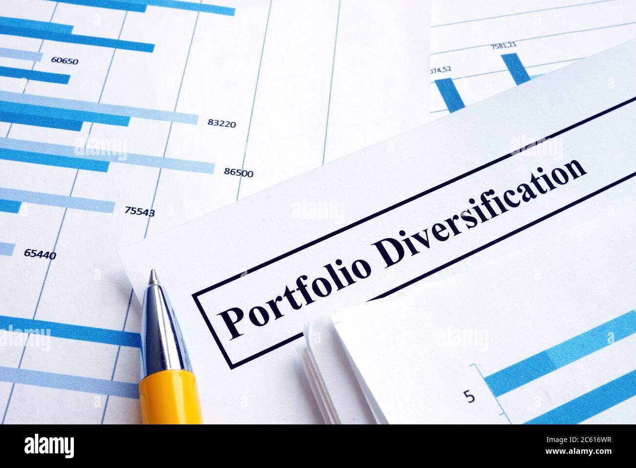 Documents sur la diversification du portefeuille de placements. Banque D'Images