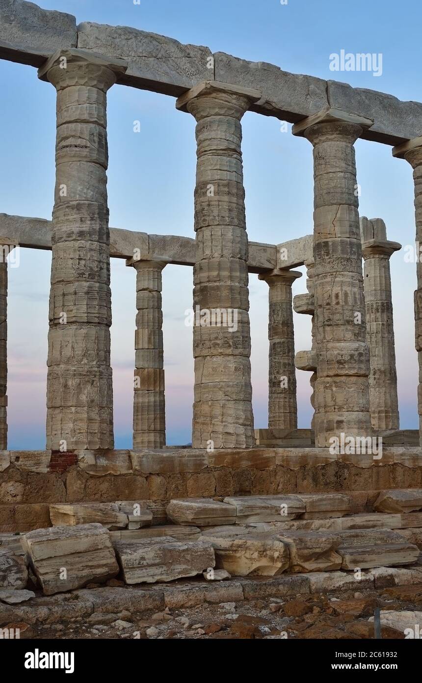 Tirage Photo Vintage Albuminé Du Temple De Poséidon Au Cap Sounion, Grèce (circa 1890)
