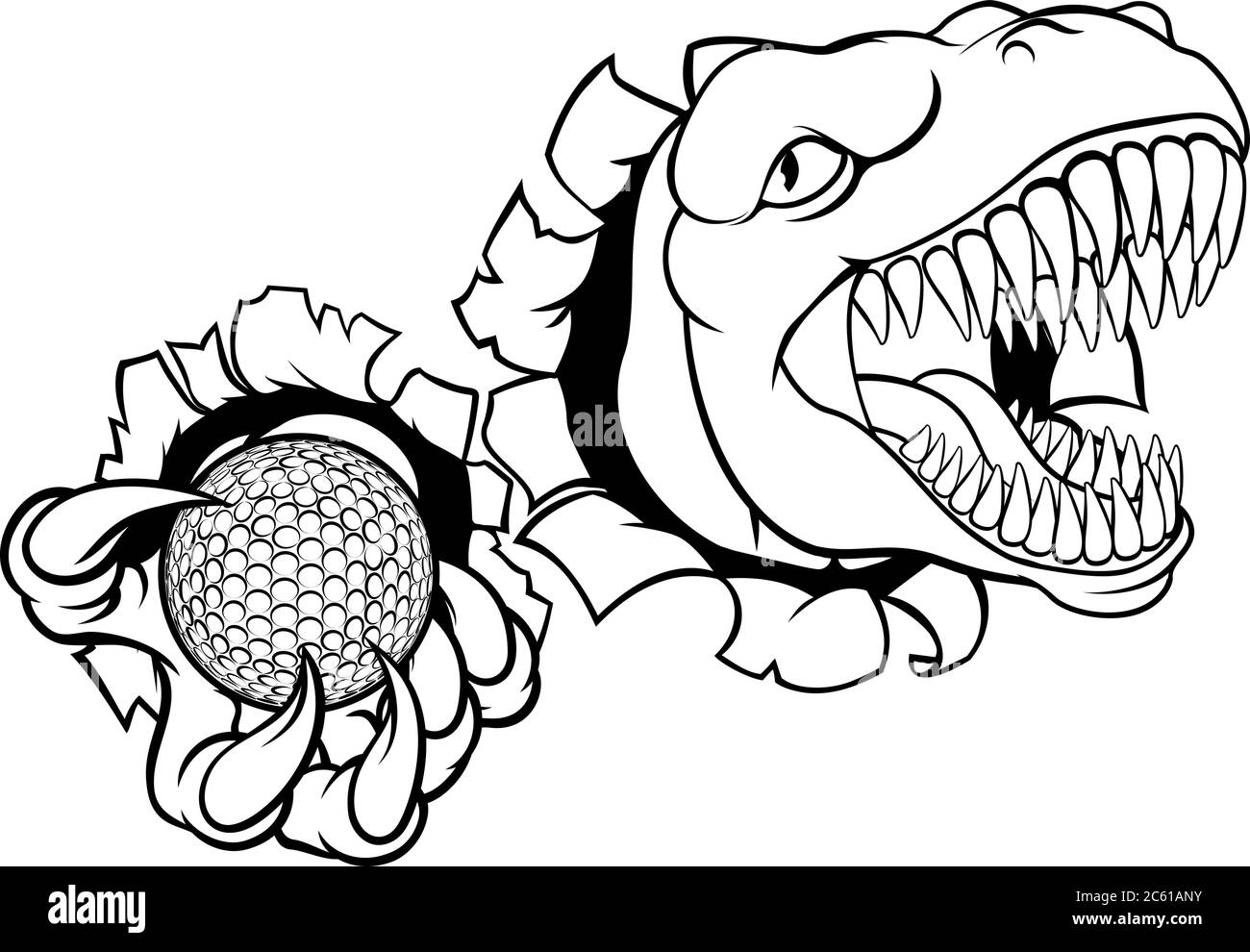 Joueur de golf Sports Animaux dinosaure Mascot Illustration de Vecteur