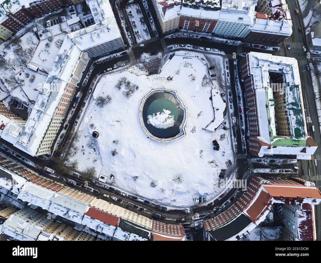 Helsinki, Finlande - 21 février 2017 : vue aérienne de l'église Temppeliaukio Banque D'Images