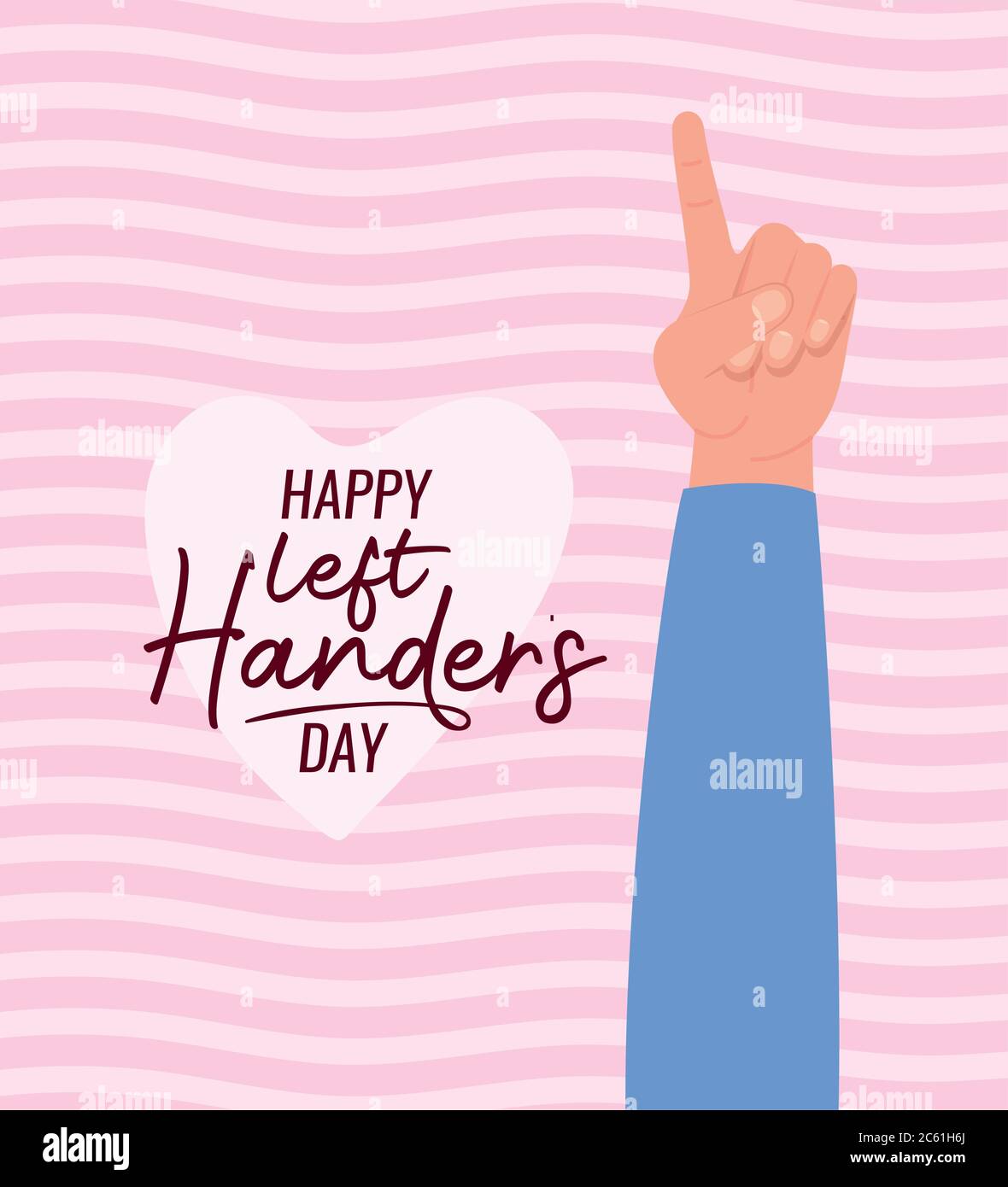Premier signe avec main avec heureux les gauchers jour texte conception de vacances et thème de message illustration vectorielle Illustration de Vecteur