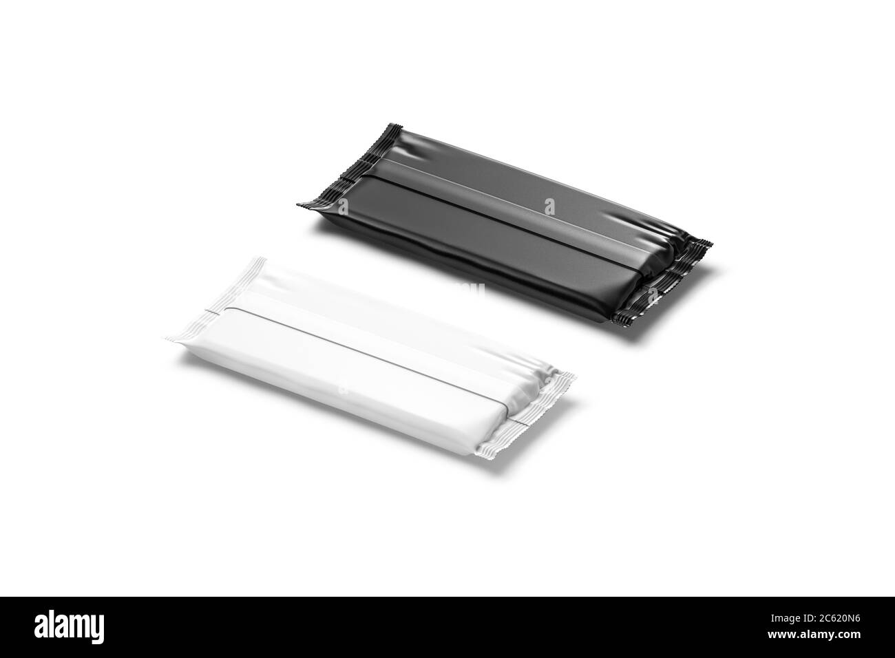 Maquette de papier d'emballage noir et blanc noir et blanc en forme de barre de chocolat, Banque D'Images