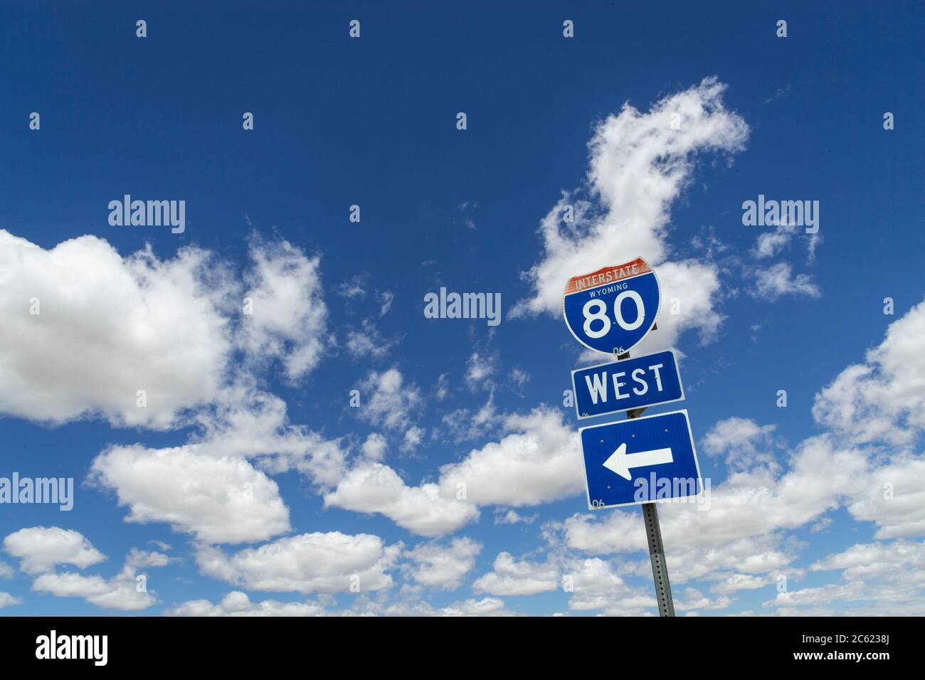 I-80 Interstate Sign, Wyoming, États-Unis Banque D'Images