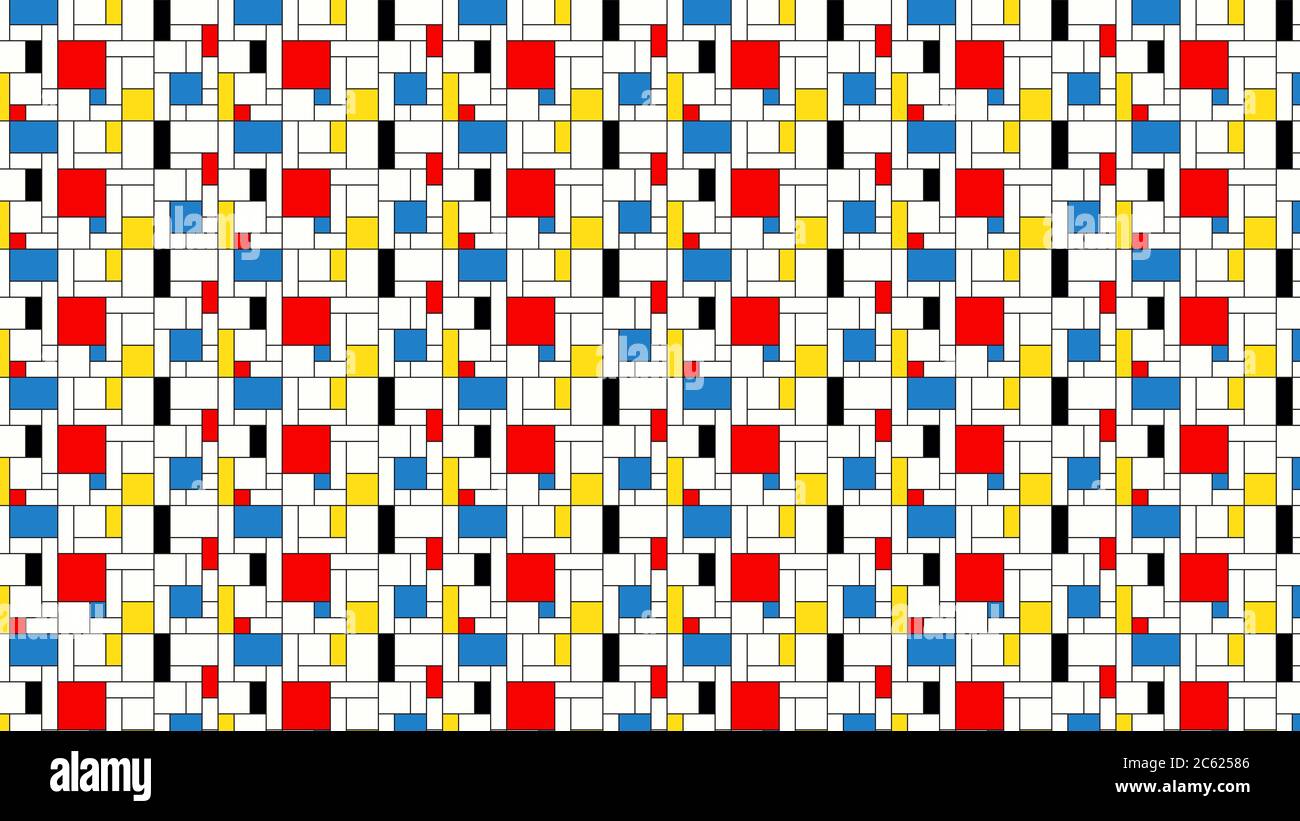 Neoplasticisme (Piet Mondrian) imitation sans couture. Texture d'arrière-plan de très grande taille. Fond d'écran. Banque D'Images