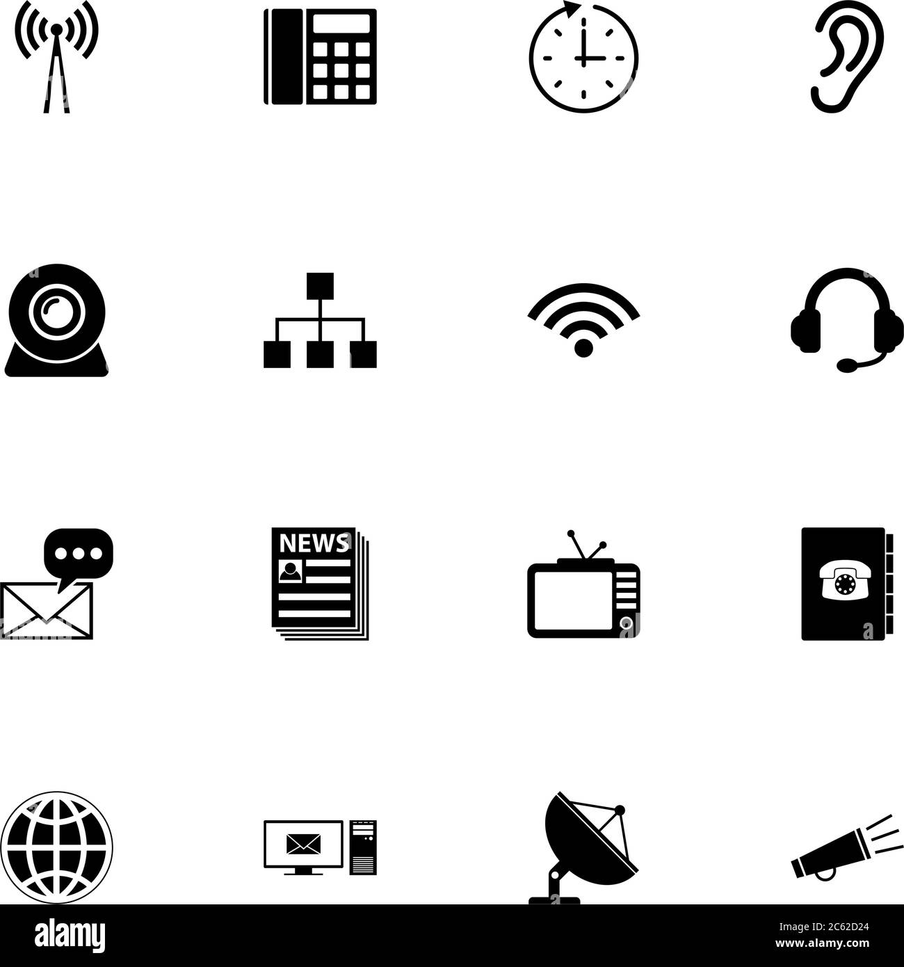 Icône de communication - développez-la à n'importe quelle taille - changez de couleur. Perfect Flat Vector contient des icônes telles que l'antenne satellite, le casque, la télévision, lou Illustration de Vecteur