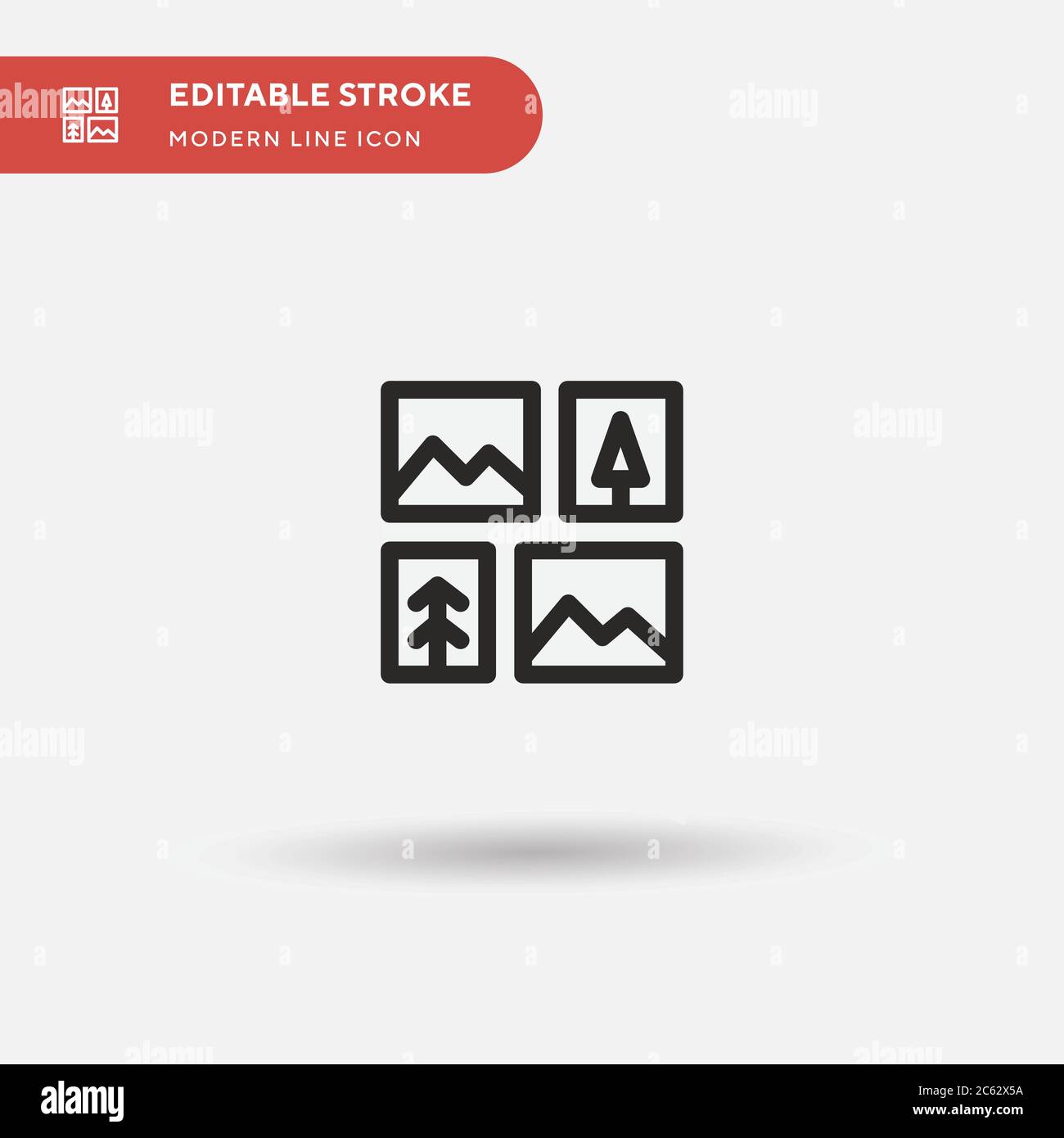 Icône de vecteur simple de la galerie. Modèle de conception de symbole d'illustration pour l'élément d'interface utilisateur Web mobile. Pictogramme moderne de couleur parfaite sur contour modifiable. Icônes de galerie pour votre projet d'entreprise Illustration de Vecteur
