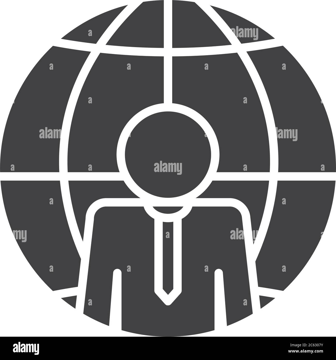 pictogramme homme d'affaires et icône de sphère globale sur fond blanc ...
