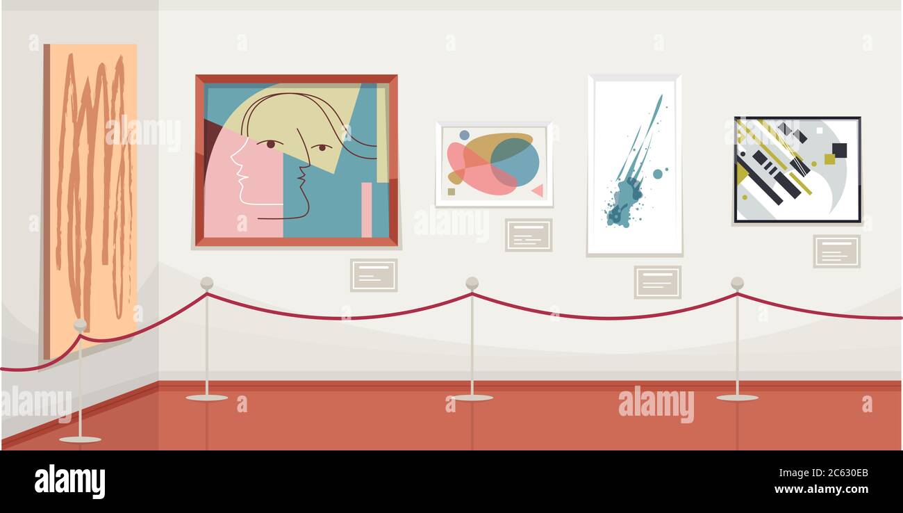 Galerie d'art moderne illustration vectorielle semi-plate Illustration de Vecteur