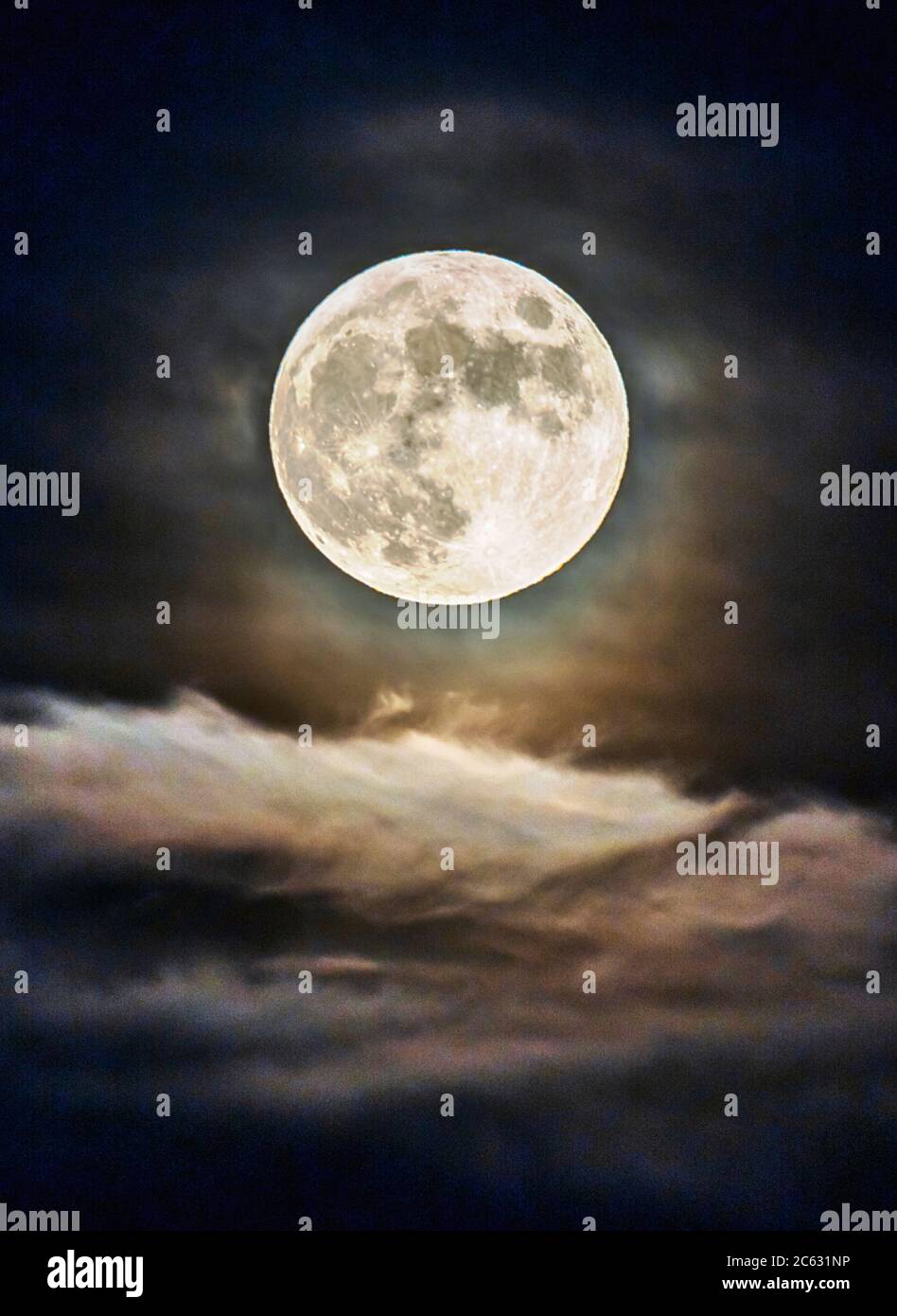 Pleine lune de Buck au-dessus des montagnes Rocheuses, Salida, Colorado, États-Unis Banque D'Images