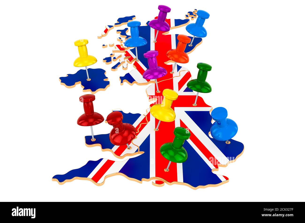 Carte angleterre drapeau sur fond blanc Banque de photographies et d
