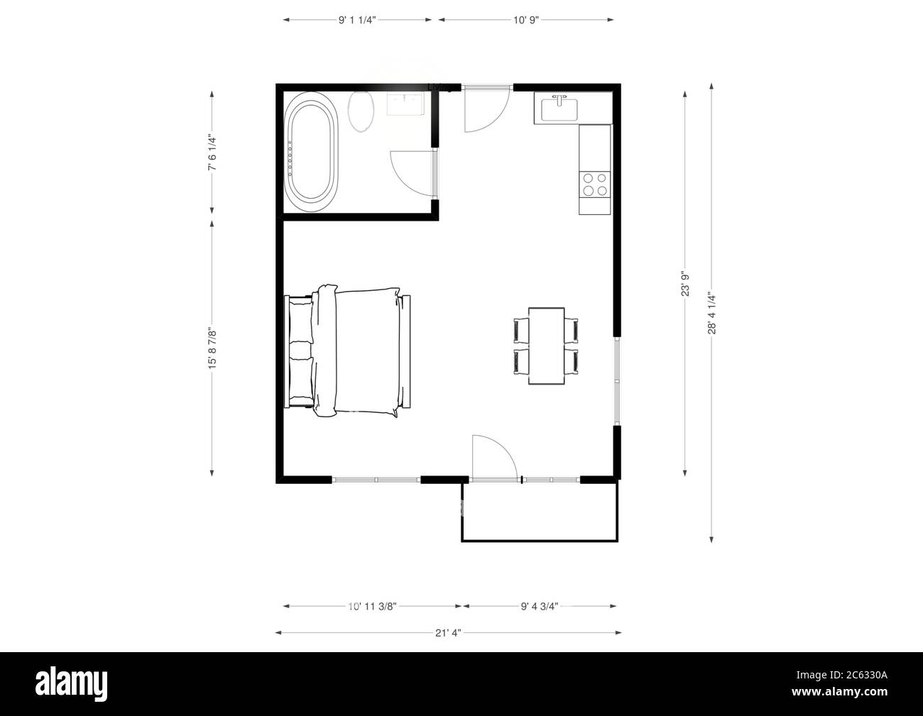 Plan d'étage. Plan d'appartement avec éléments de construction. Projet de maison. Plan de la surface de vente. Banque D'Images